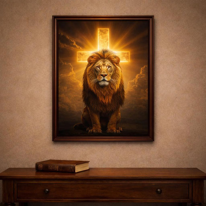 Lion of Judah with Cross Wall Art Digital Download