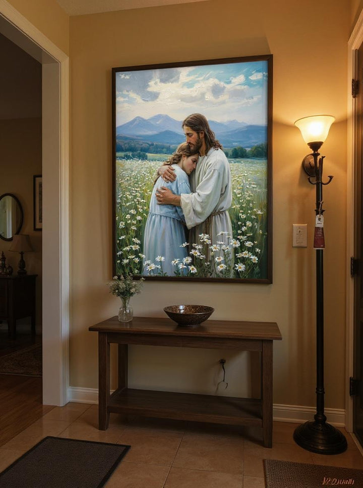 His Comfort - Jesus Comforting Woman Christian Digital Print | Faith Inspired Wall Art | Instant Download