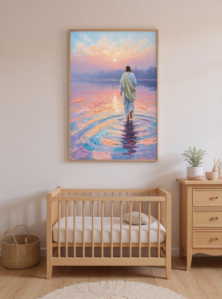 Jesus Walking on Water Digital Art Print - Inspirational Christian Wall Decor - Instant Download