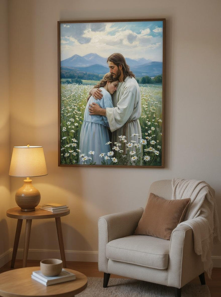 His Comfort - Jesus Comforting Woman Christian Digital Print | Faith Inspired Wall Art | Instant Download
