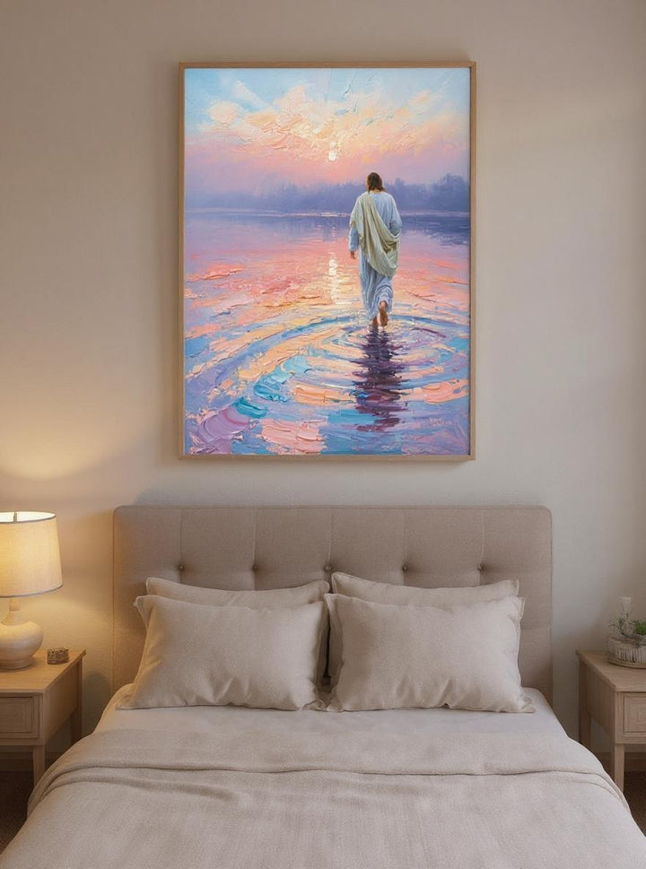 Jesus Walking on Water Digital Art Print - Inspirational Christian Wall Decor - Instant Download
