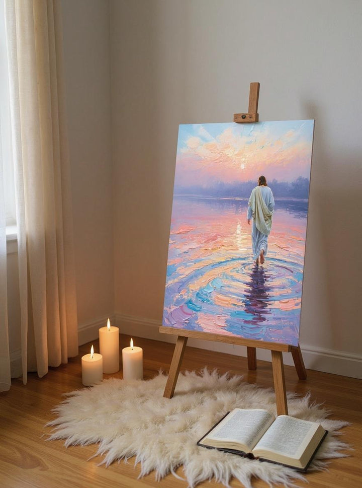 Jesus Walking on Water Digital Art Print - Inspirational Christian Wall Decor - Instant Download