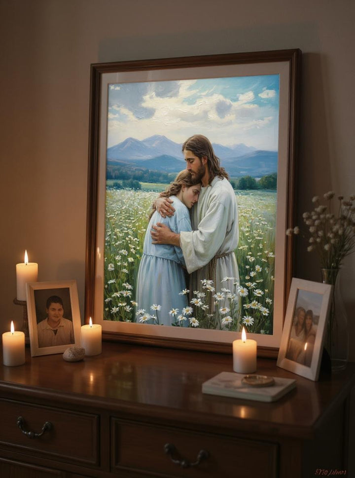 His Comfort - Jesus Comforting Woman Christian Digital Print | Faith Inspired Wall Art | Instant Download
