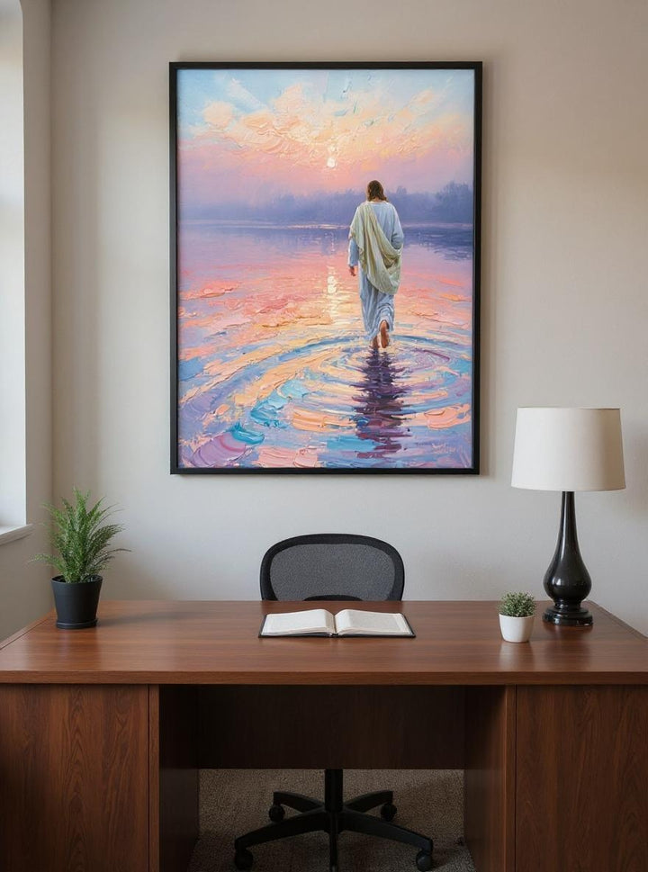 Jesus Walking on Water Digital Art Print - Inspirational Christian Wall Decor - Instant Download