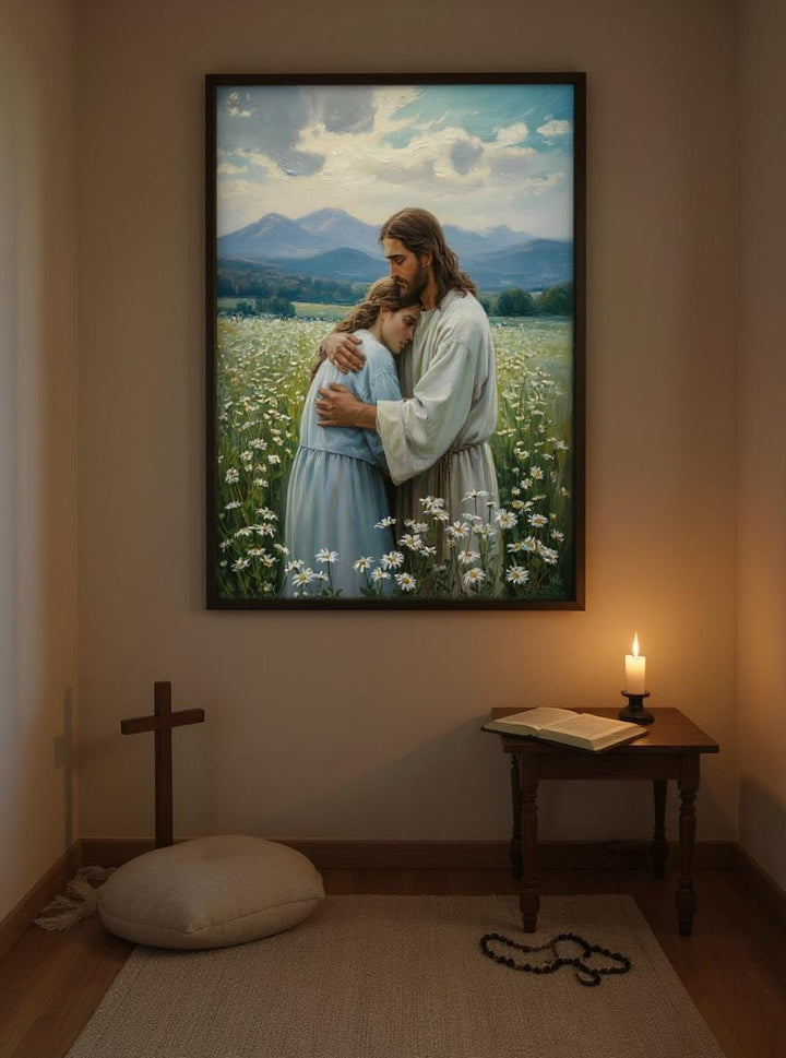 His Comfort - Jesus Comforting Woman Christian Digital Print | Faith Inspired Wall Art | Instant Download