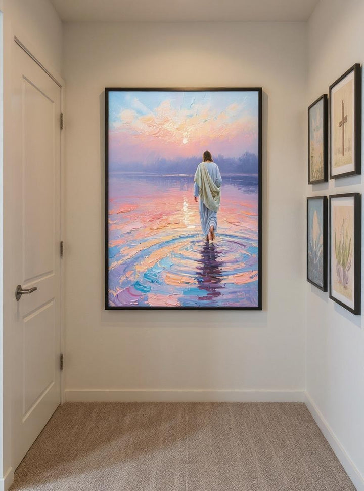 Jesus Walking on Water Digital Art Print - Inspirational Christian Wall Decor - Instant Download