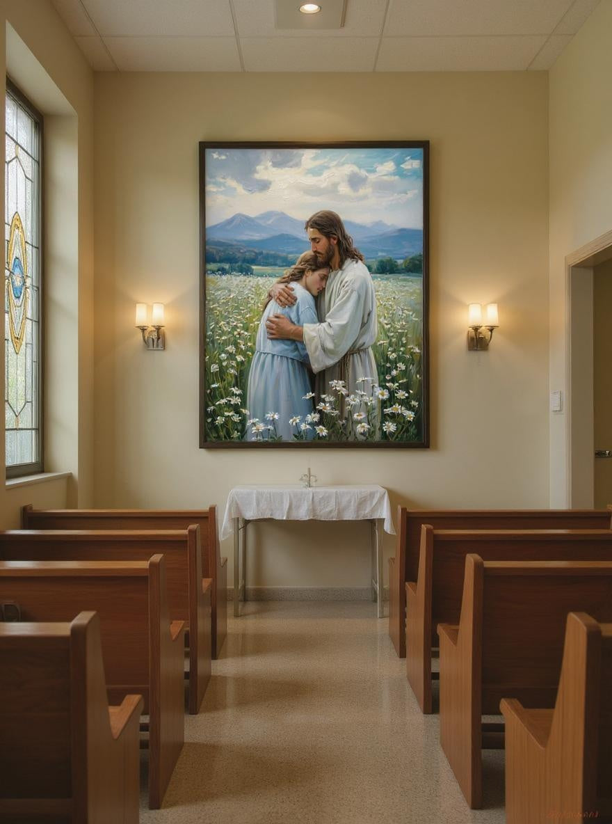 His Comfort - Jesus Comforting Woman Christian Digital Print | Faith Inspired Wall Art | Instant Download