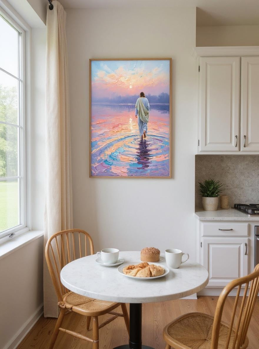 Jesus Walking on Water Digital Art Print - Inspirational Christian Wall Decor - Instant Download