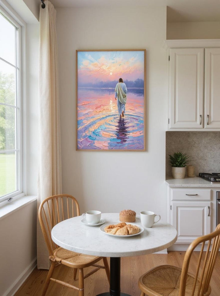 Jesus Walking on Water Digital Art Print - Inspirational Christian Wall Decor - Instant Download