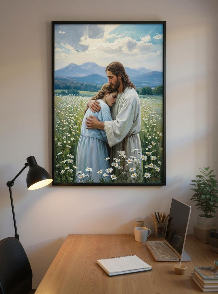 His Comfort - Jesus Comforting Woman Christian Digital Print | Faith Inspired Wall Art | Instant Download