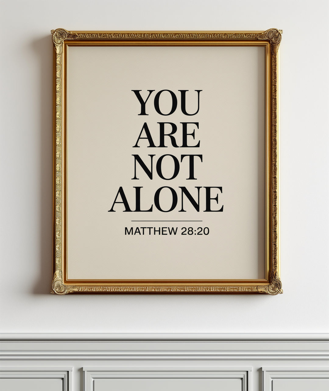 You Are Not Alone – Matthew 28:20 Printable | Christian Scripture Typography Wall Art